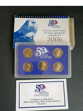 2006 -S United States Mint 50 State Quarters Proof Set 5 Coins With COA